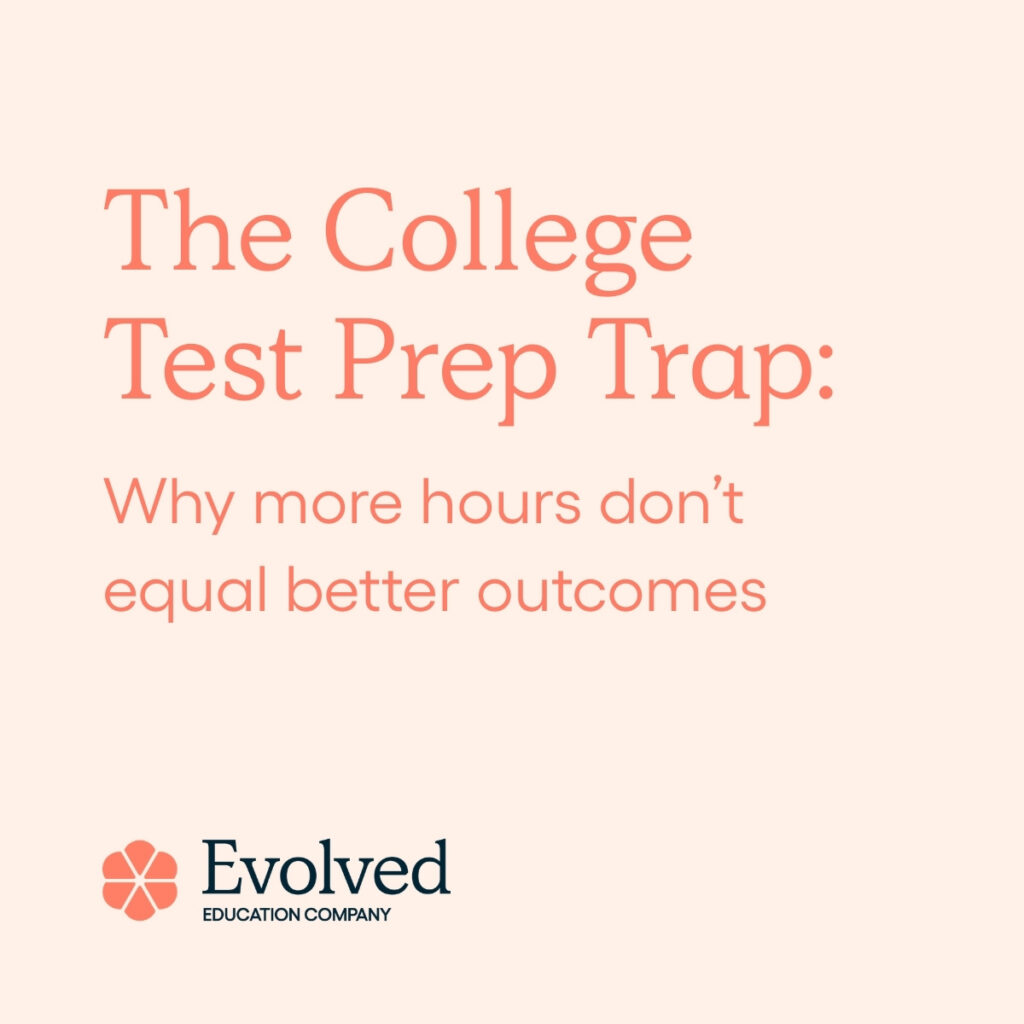 Title graphic for blog post, "The College Test Prep Trap"